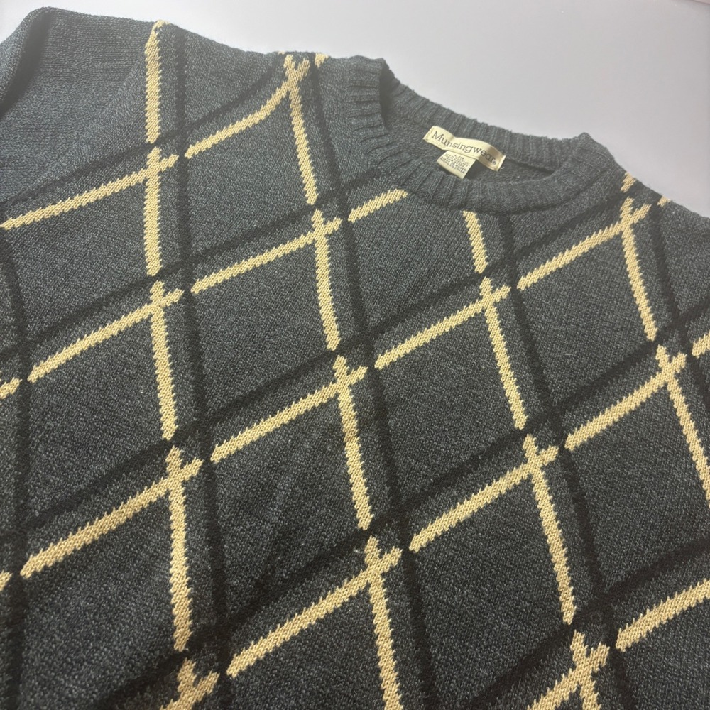 Vintage 90s Munsingwear Argyle‎ Sweater Mens Large Crew Neck Pullover Knit